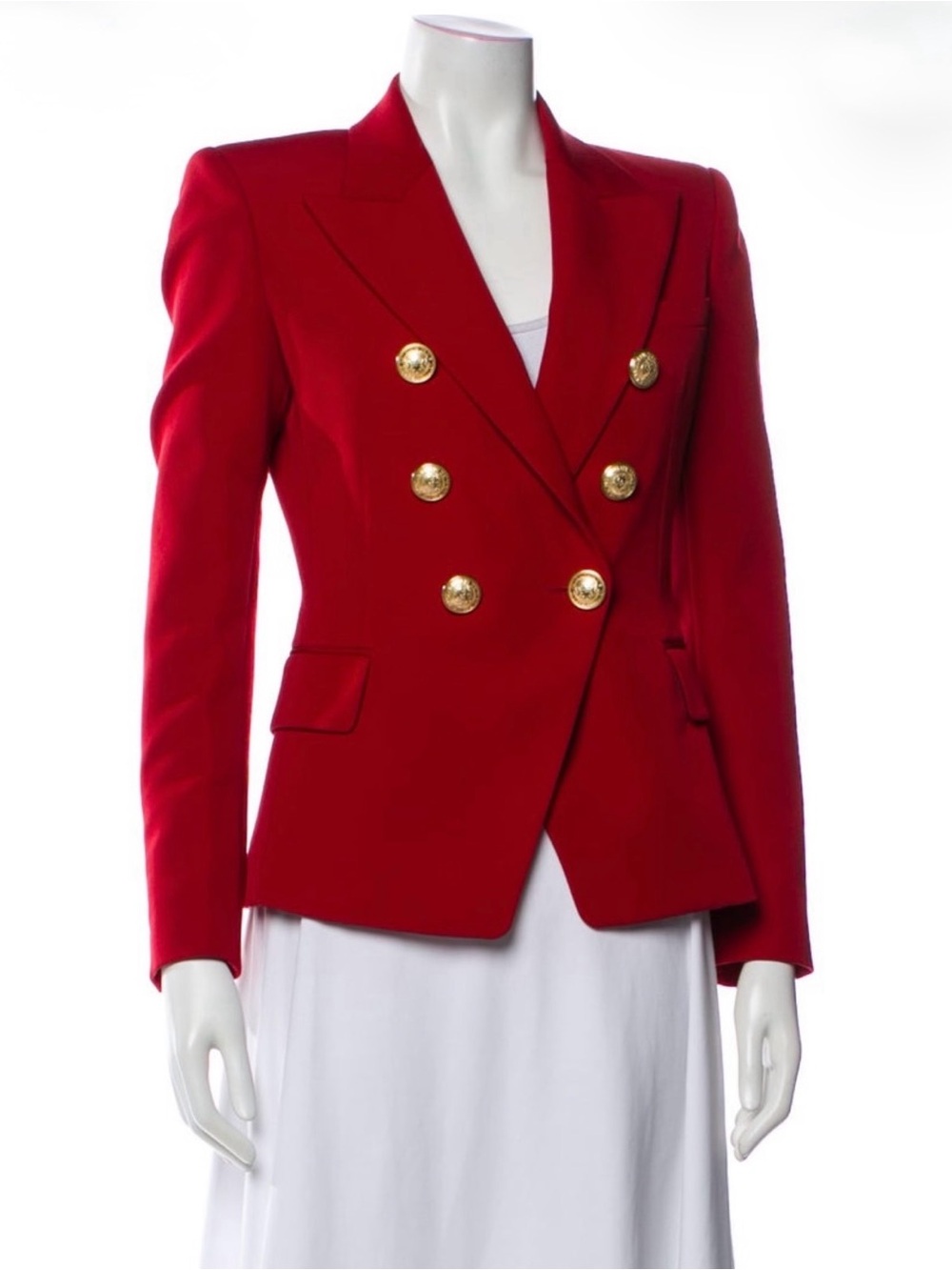 Balmain Double Breasted Red Blazer Size 36